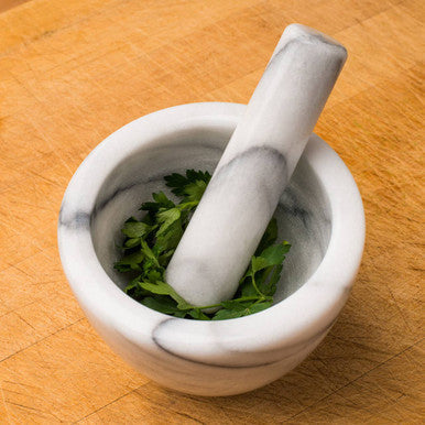 White Marble Mortar and Pestle with Tapered Pestle