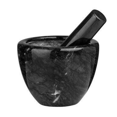 Black Marble Bowl Shaped Mortar and Pestle Set