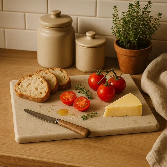 Cream Marble Rectangular Chopping and Serving Board
