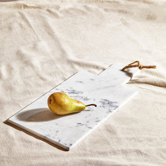 Small White Marble Chopping and Serving Board with Handle
