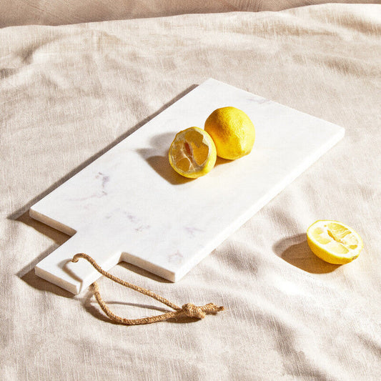 Rectangular White Marble Paddle Chopping and Serving Board