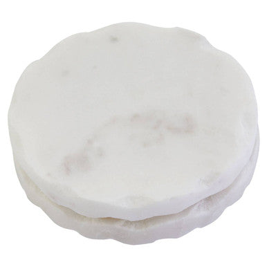 Set of 4 White Marble Rustic Edge Coasters