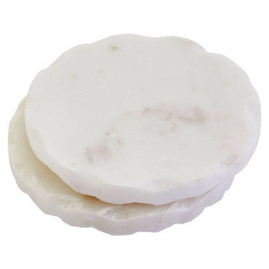 Set of 4 White Marble Rustic Edge Coasters