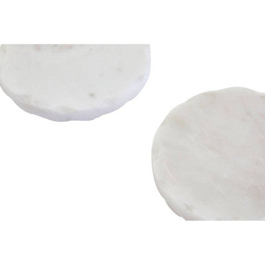 Set of 4 White Marble Rustic Edge Coasters