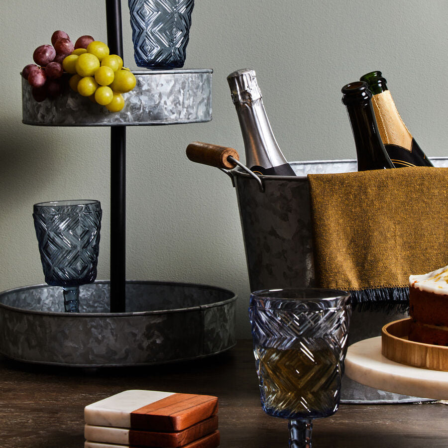 Set of 4 Marble and Acacia Wood Coasters