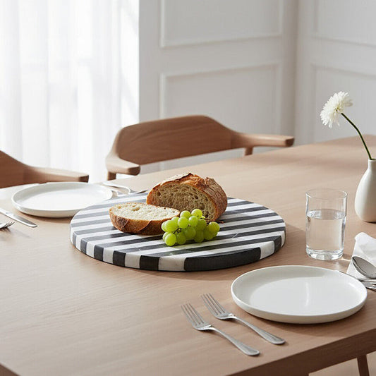 Small Black and White Marble Round Cheese Board