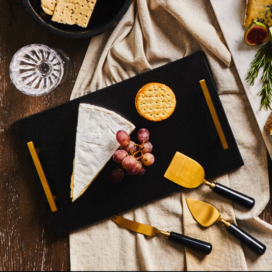 Black and Gold Marble Cheese Board and Knife Set