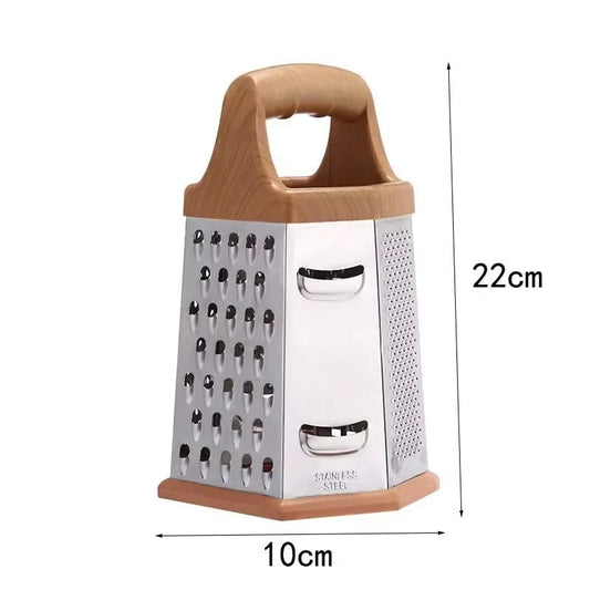 6-in-1 Stainless Steel Box Grater with Handle – Multipurpose All-in-One Shredder for Cheese, Vegetables, and More, Ideal for Grating, Slicing, and Zesting (Available in 25x12cm and 22x10cm Sizes)