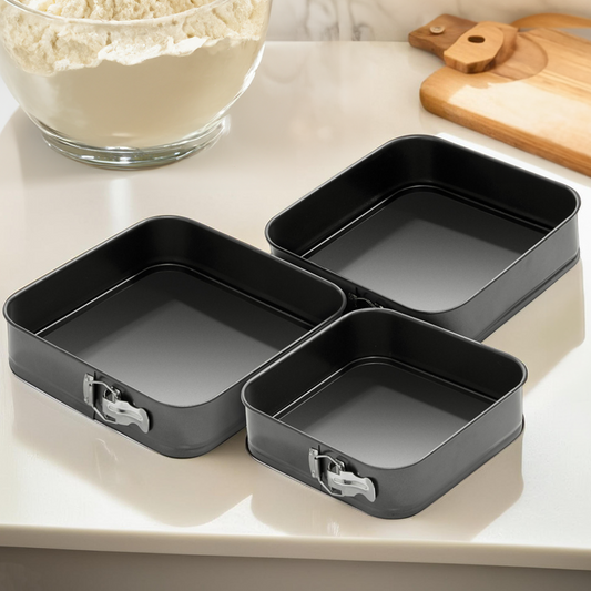 Set of 3 Spring Form Square Cake Tins