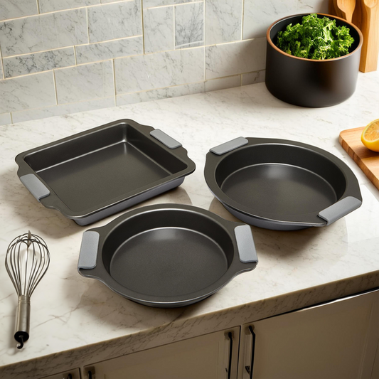 Set of Three Grey Non Stick Baking Dishes
