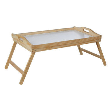 White Top Pinewood Folding Leg Bed Tray