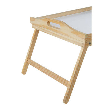 White Top Pinewood Folding Leg Bed Tray