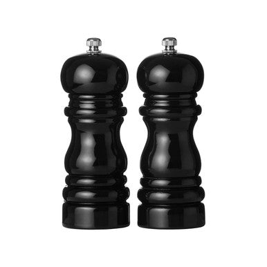 14cm Black High Gloss Salt and Pepper Mill Set