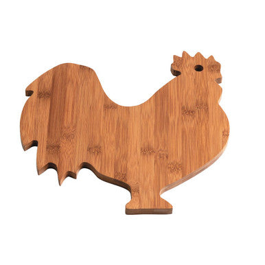 Natural Bamboo Rooster Chopping and Serving Board