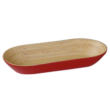 Red Spun Bamboo Oblong Bowl