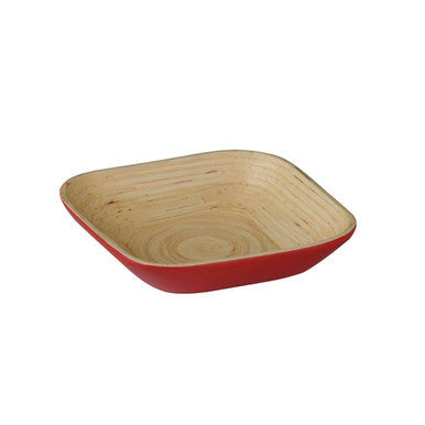 Red Spun Bamboo Square Bowl