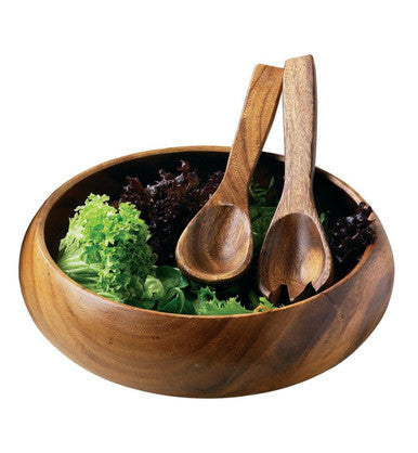 Acacia Wood Large Round Salad Bowl