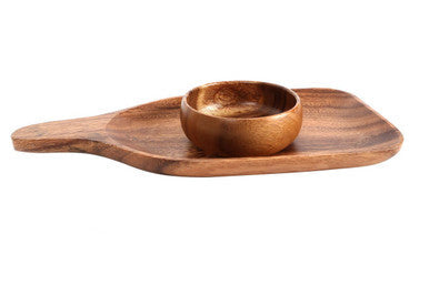 Acacia Wood Paddle Board with Bowl Set