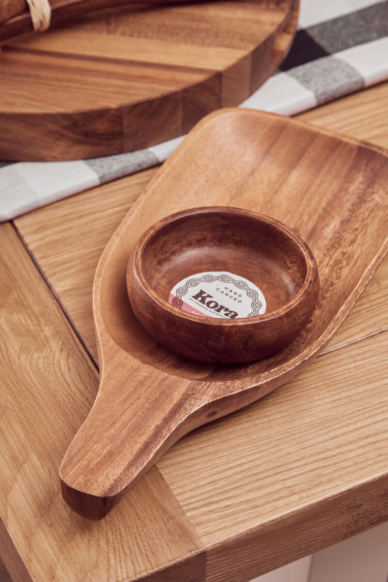 Acacia Wood Paddle Board with Bowl Set