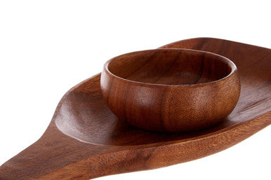 Acacia Wood Paddle Board with Bowl Set