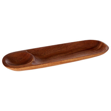 Acacia Wood Oval Chip and Dip Tray