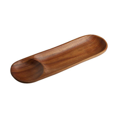 Acacia Wood Oval Chip and Dip Tray