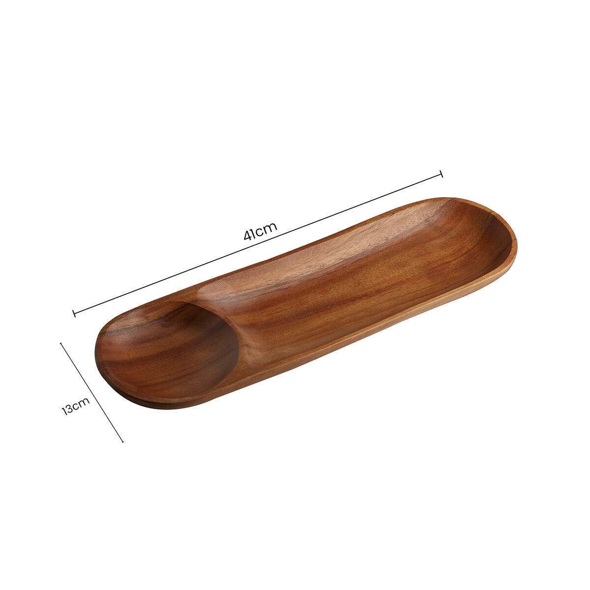 Acacia Wood Oval Chip and Dip Tray