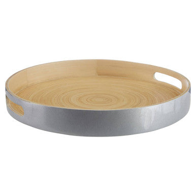 Large Silver Serving Tray with Side Handles