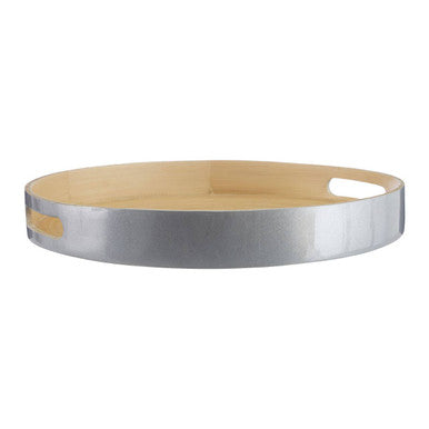 Large Silver Serving Tray with Side Handles