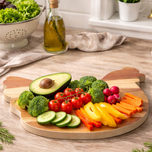 Cream Edge Hen Chopping and Serving Board
