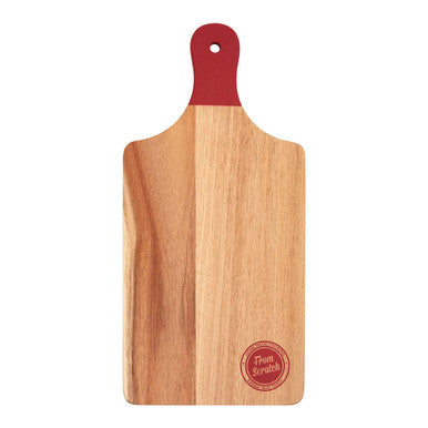 Acacia Chopping and Serving Board with Red Handle