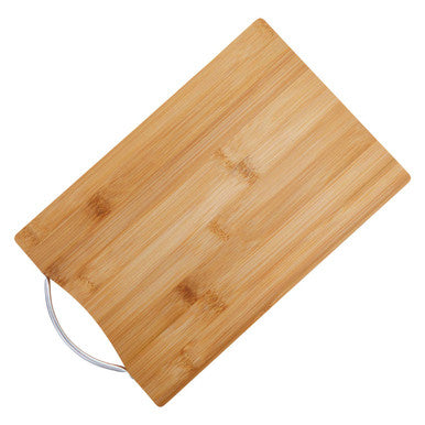 Natural Bamboo Small Chopping and Serving Board with Aluminium Handle