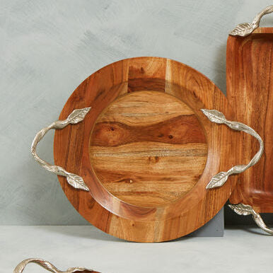 Acacia Wood Small Round Tray