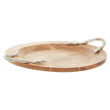 Large Acacia Wood Round Tray