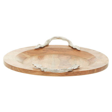 Large Acacia Wood Round Tray