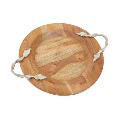 Large Acacia Wood Round Tray