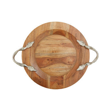 Large Acacia Wood Round Tray