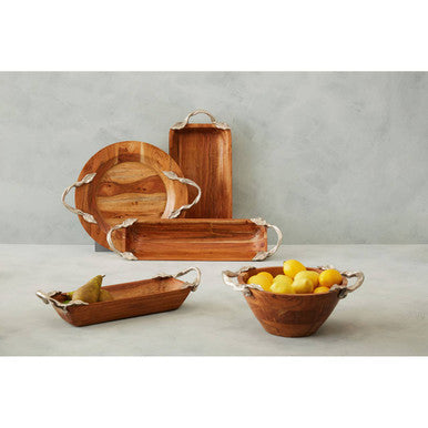 Large Acacia Wood Round Tray