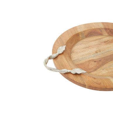 Large Acacia Wood Round Tray