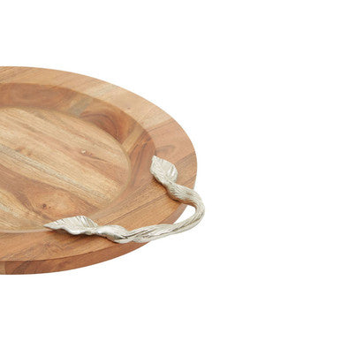 Large Acacia Wood Round Tray