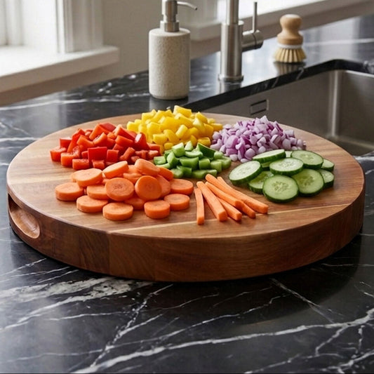 Acacia Round Chopping and Serving Board with Side Handles