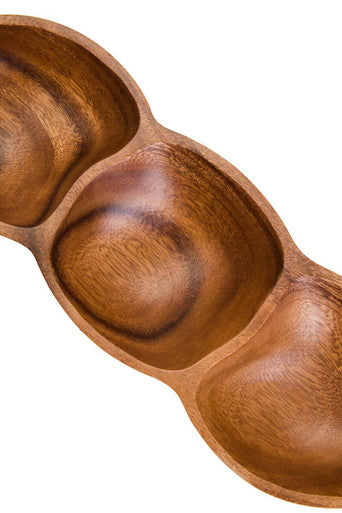 Acacia Wood Three Section Antipasti Dish