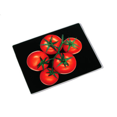 Tomato Design Black Glass Chopping Board