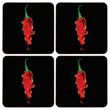 Set of 4 Chilli Cork Coasters