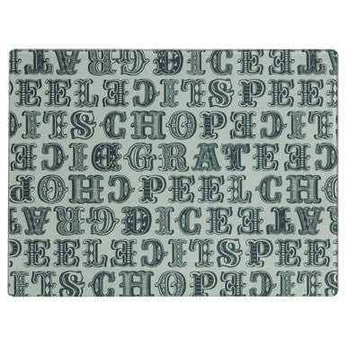Glass Chopping Board with Culinary Word Print