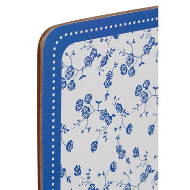 Set of 4 Blue Rose Polka Dot Coasters