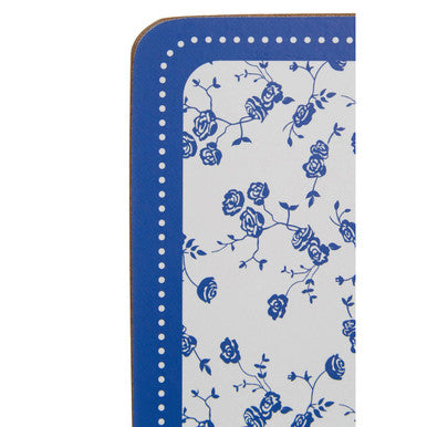 Set of 4 Blue Rose Polka Dot Coasters