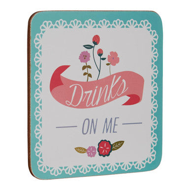 Set of 4 Floral Cork Coasters