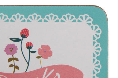 Set of 4 Floral Cork Coasters