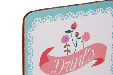 Set of 4 Floral Cork Coasters